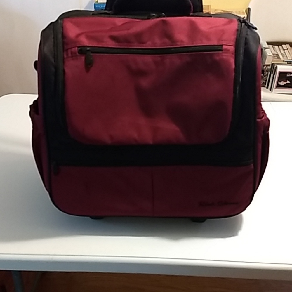 Rick Steves Burgundy/Black rolling travel/book bag